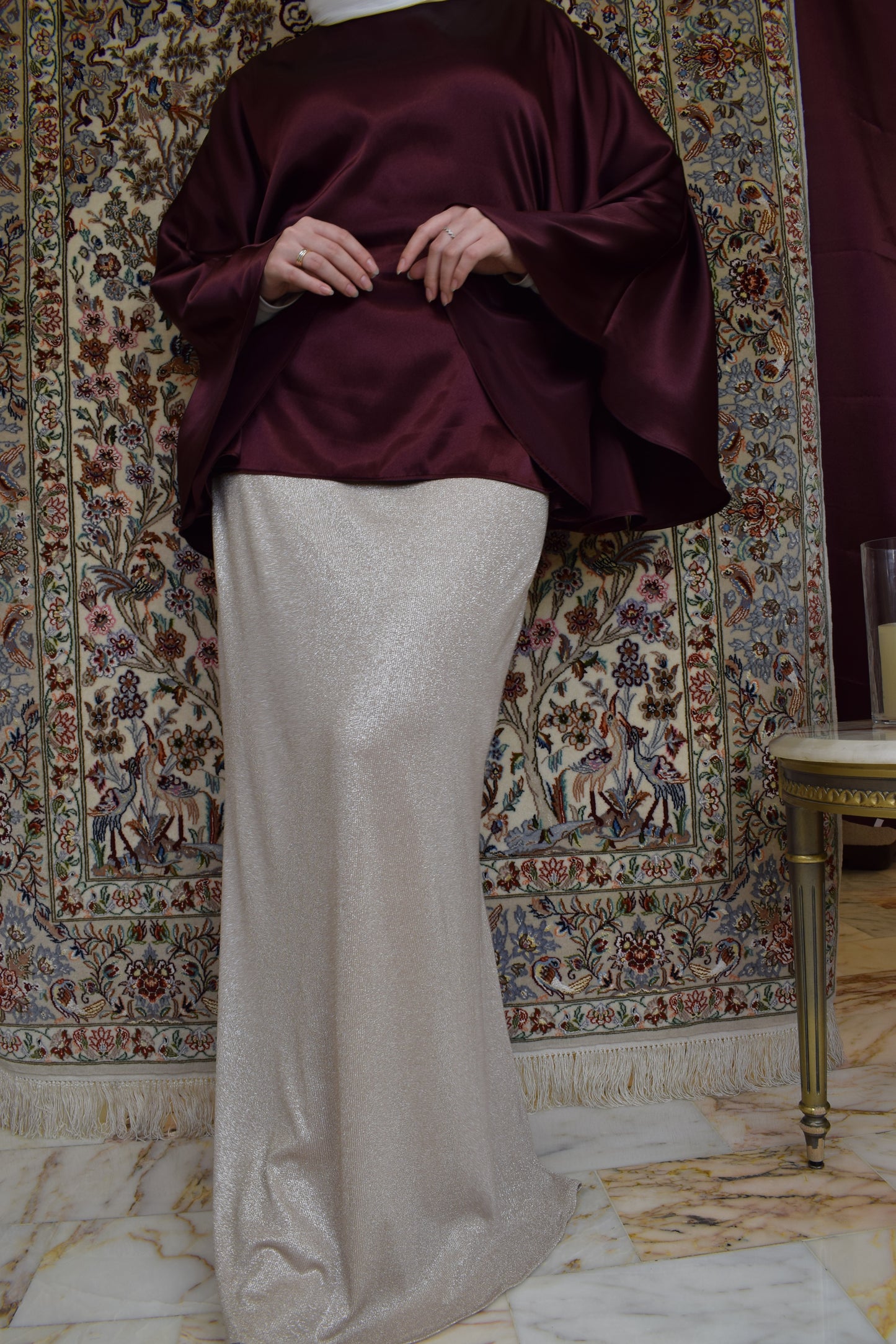 Beige glitter skirt